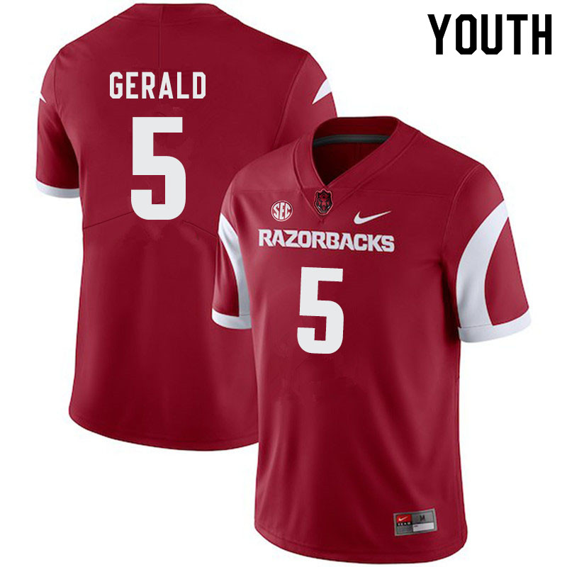Youth #5 Dorian Gerald Arkansas Razorbacks College Football Jerseys-Cardinal